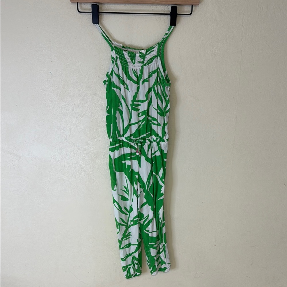 Lilly Pulitzer Green and White Spaghetti Strap Bodycon Bodysuit